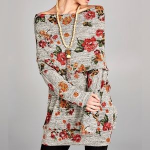 Off-Shoulder Floral Tunic